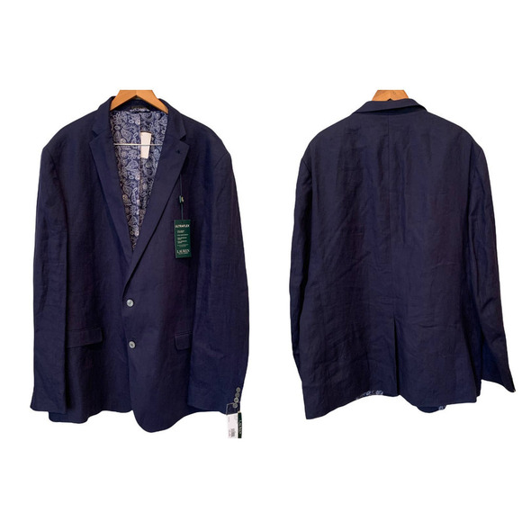 NWT Lauren Ralph Lauren Navy Linen Suit Separate Coat (52 XLong) - Picture 2 of 10
